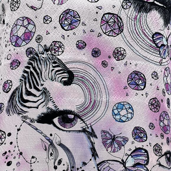 New Custo Barcelona Women Iriz Tank Top Zebra Unicorn Butterfly Jewel Silk Xs - Picture 11 of 11